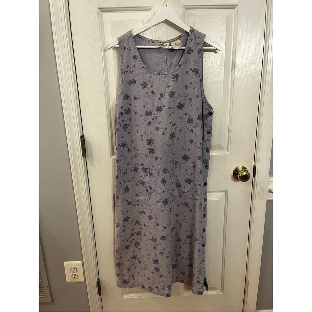 Vintage Erika Collection Petites Lavender Floral Trad Wife Side Button Maci Dres